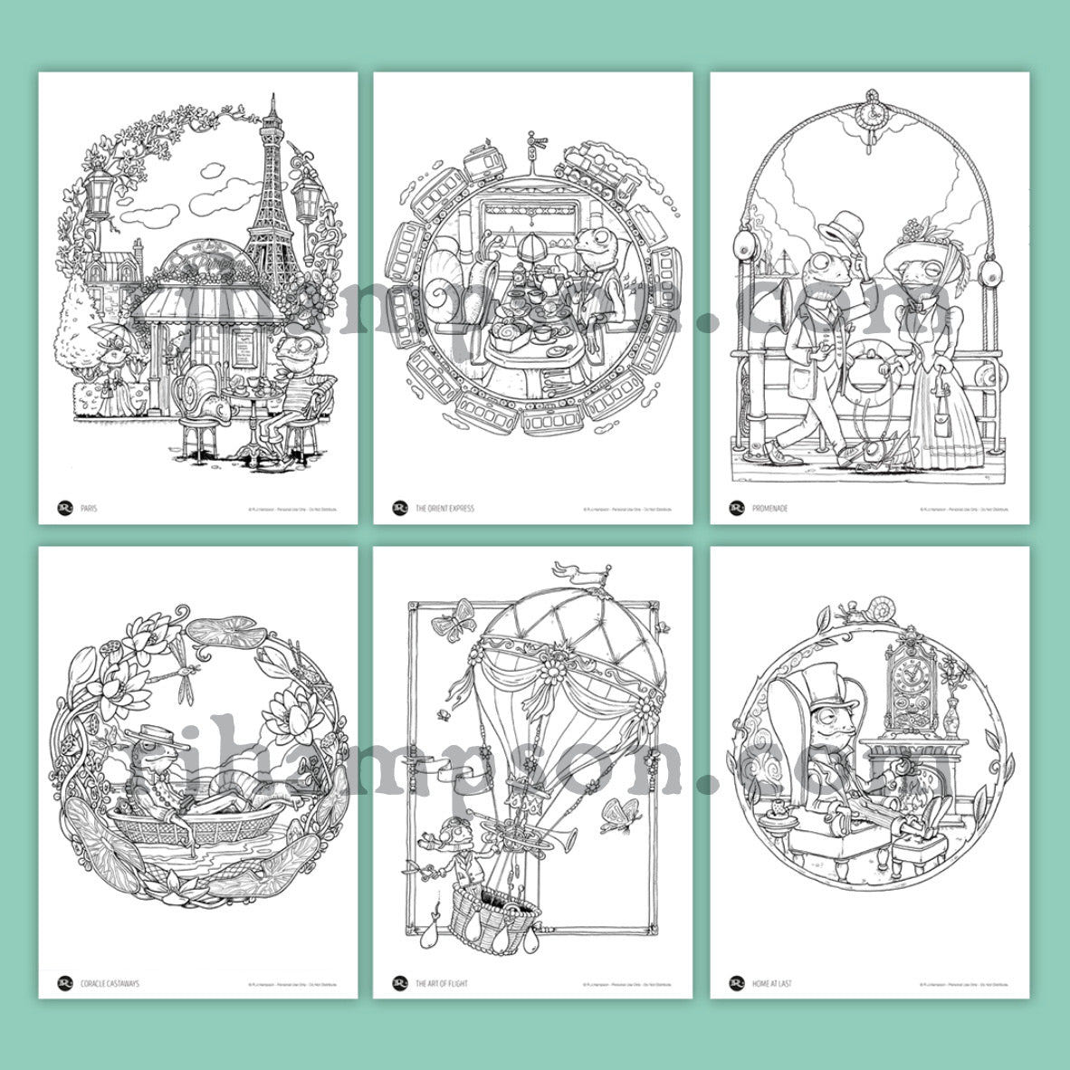 Around the World - 6 Adult Coloring Pages PDF - Mini Book – R.J.
