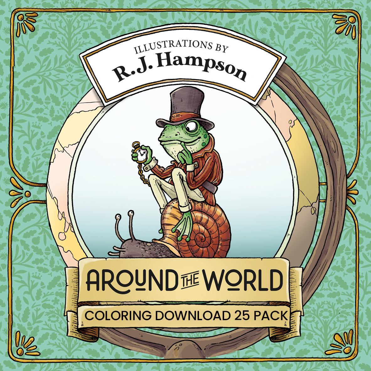 Around the World - 25 Adult Coloring Pages PDF Download – R.J. Hampson