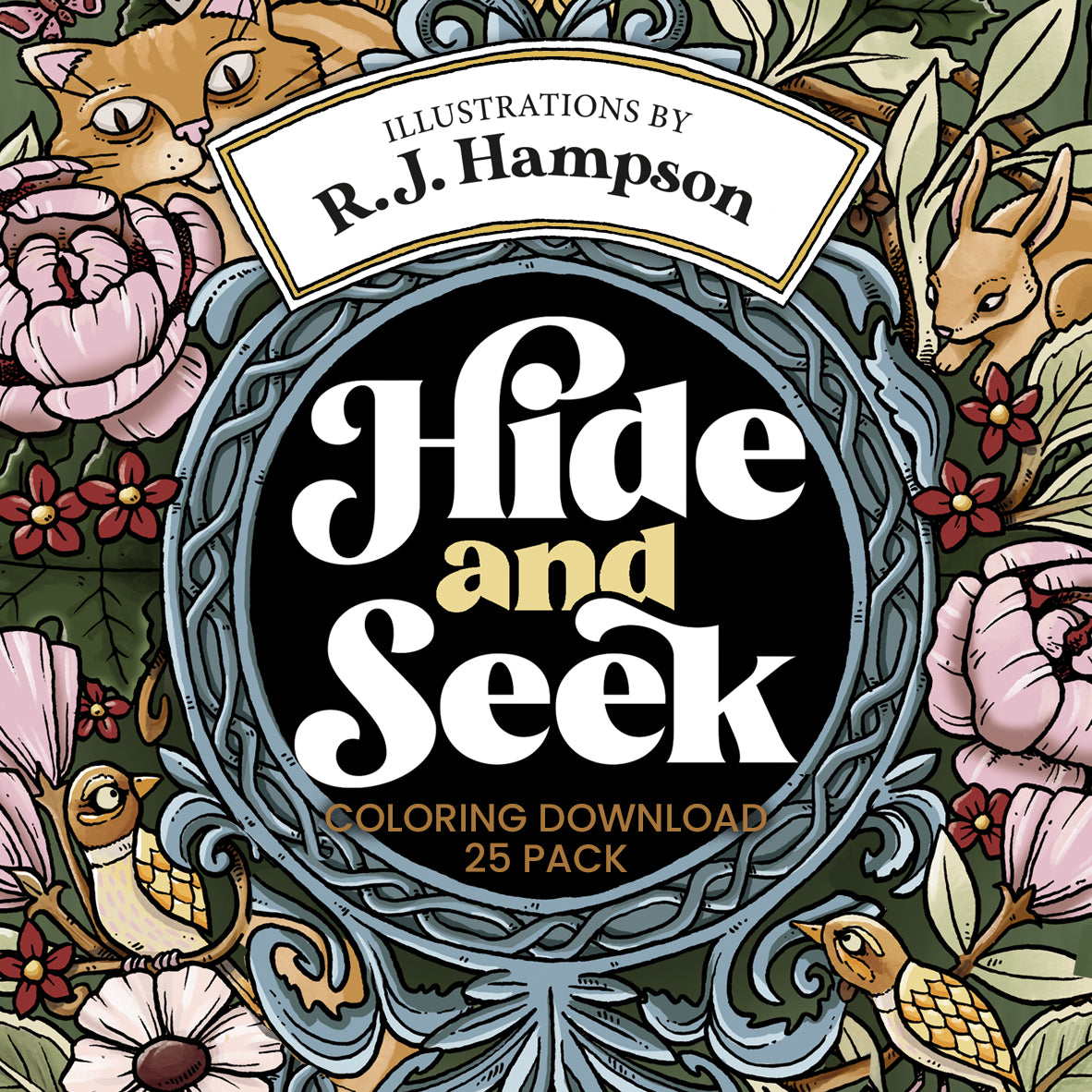 HIDE AND SEEK インテリア　アートブック Hide and Seek - 25 Adult Coloring Pages PDF Download – R.J. Hampson