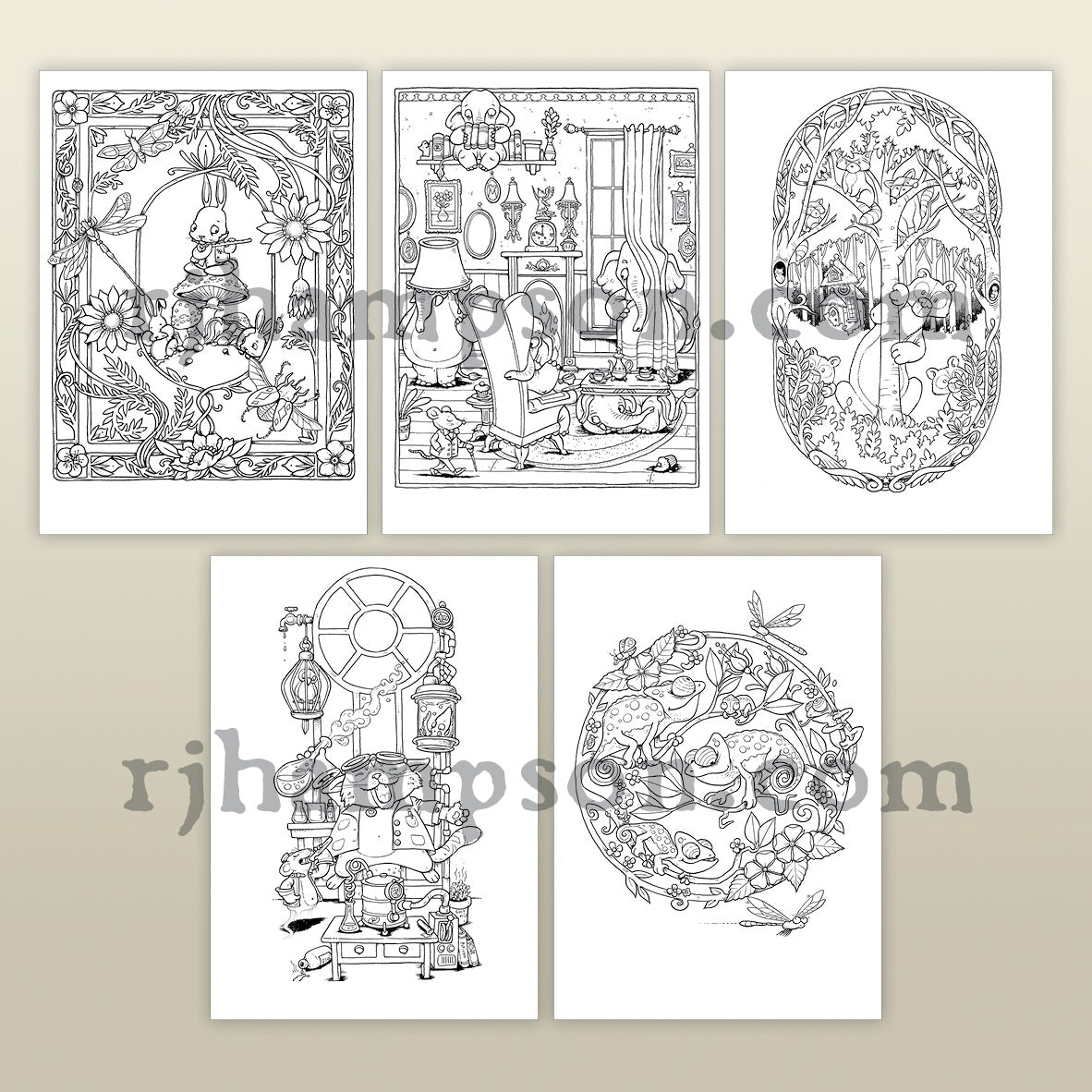 HIDE AND SEEK インテリア　アートブック Hide and Seek - 25 Adult Coloring Pages PDF Download – R.J. Hampson