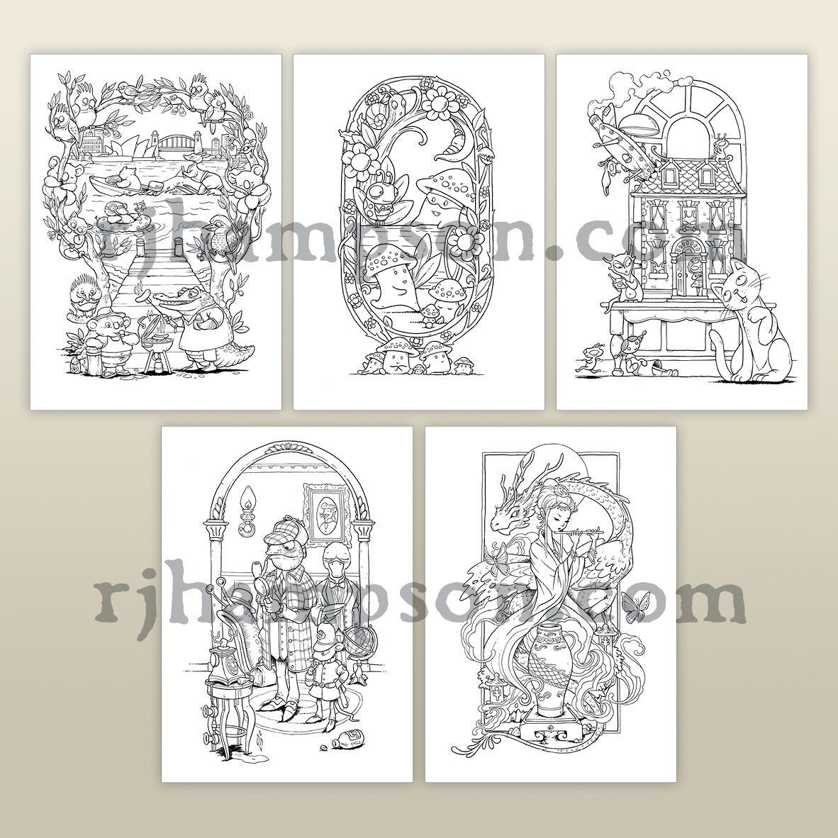 Hide and Seek - 25 Adult Coloring Pages PDF Download – R.J. Hampson