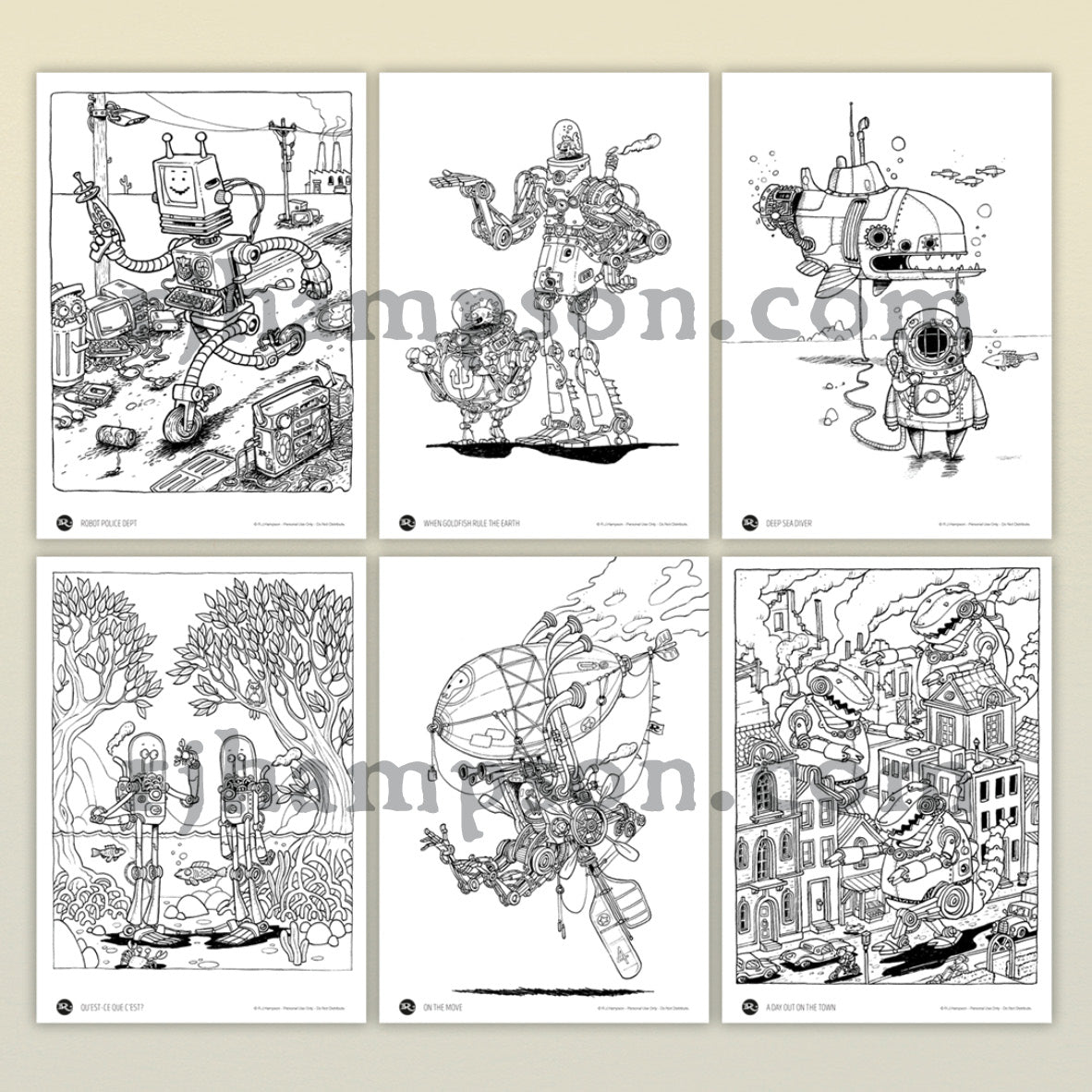 Steampunk Robots - Mini 6 Pack