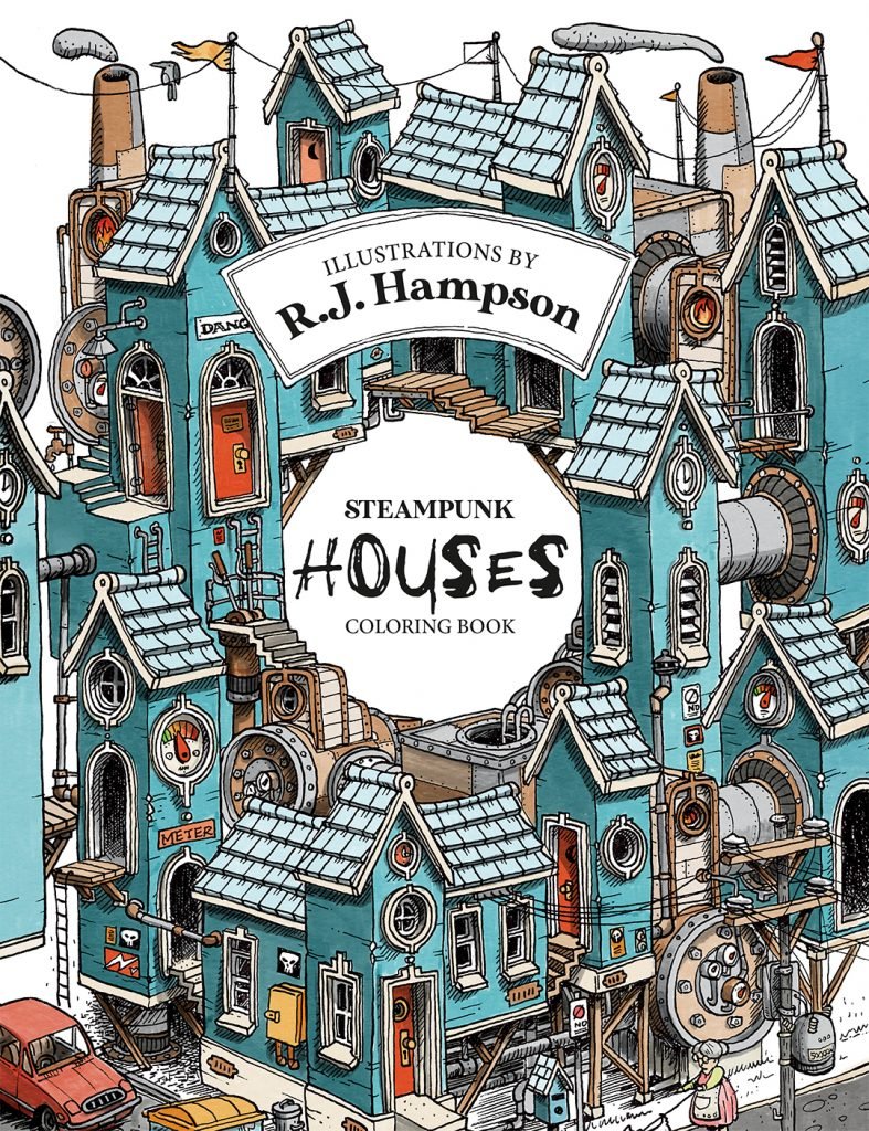 Steampunk Houses Coloring Book cover