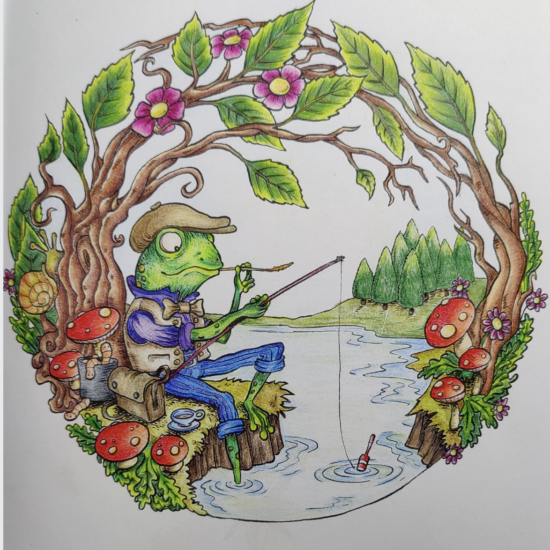 Rest & Recreation, A Frog's Tale, colored by Linda T, Facebook