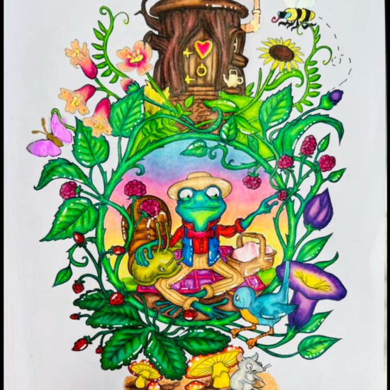 Morning Tea, 'A Frog's Tale' colored by Jessica W, Facebook