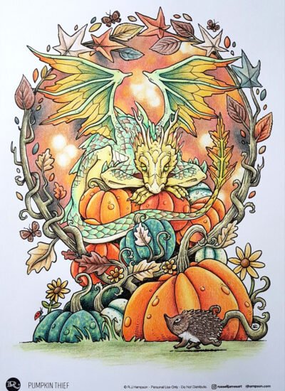 Pumpkin Thief colored by Emma D with posca pencils